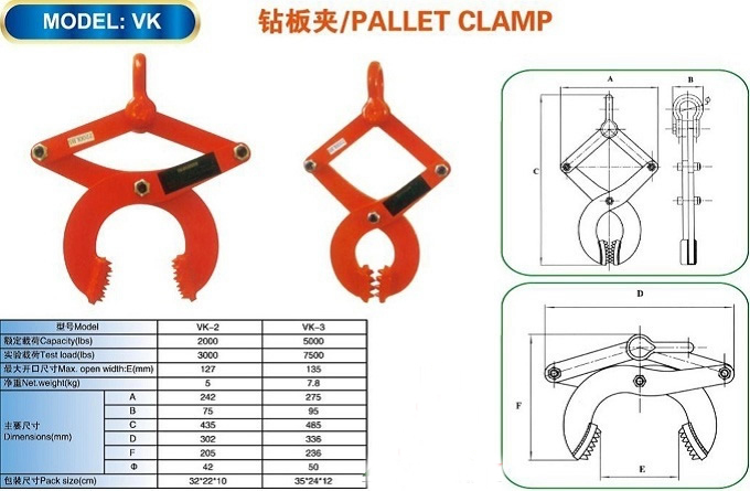 Thông số kỹ thuật kẹp Pallet Kawasaki 2 tấn